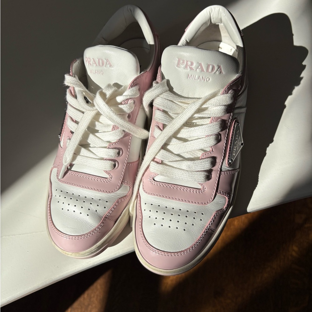Prada Women's Pink and White Sneakers